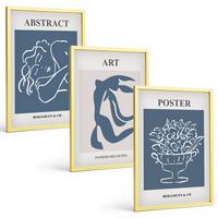 BILDER SET 3er Set - 40x60 cm Goldrahmen - Matisses stilvolle abstrakte Muster - Goldfarben, Kunststoff (40/60cm) - TULUP