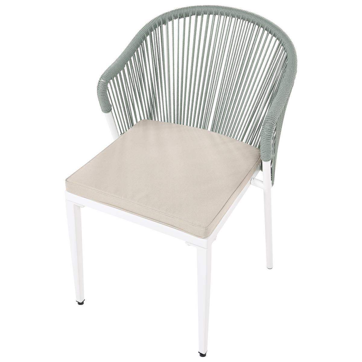STUHL 2er-Set und Sitzkissen Metall Grün Paranea - Beige/Weiß, Metall (46/80/47cm) - Beliani