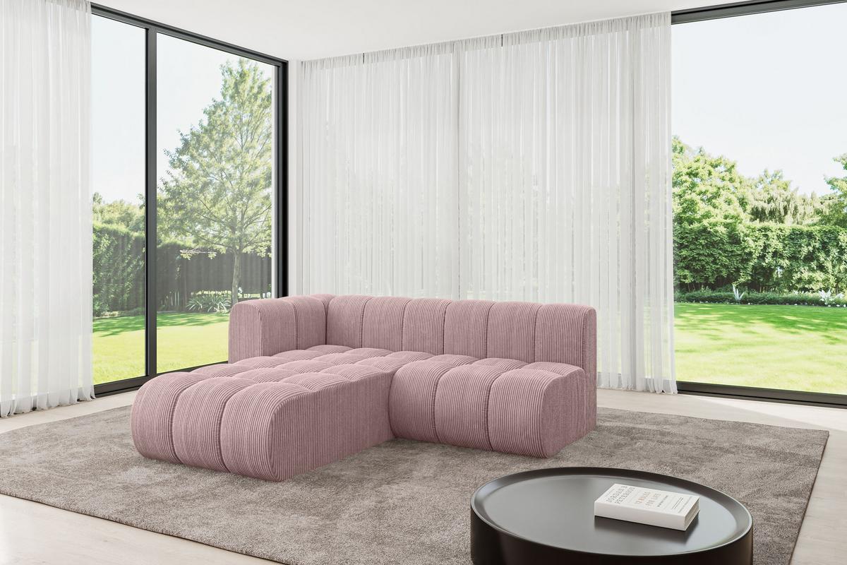 ECKSOFA modulares Sofa Darnel-L1 - 205x177x70 cm Rosa - Rosa, Holzwerkstoff/Textil (205/177cm) - ALTDECOR