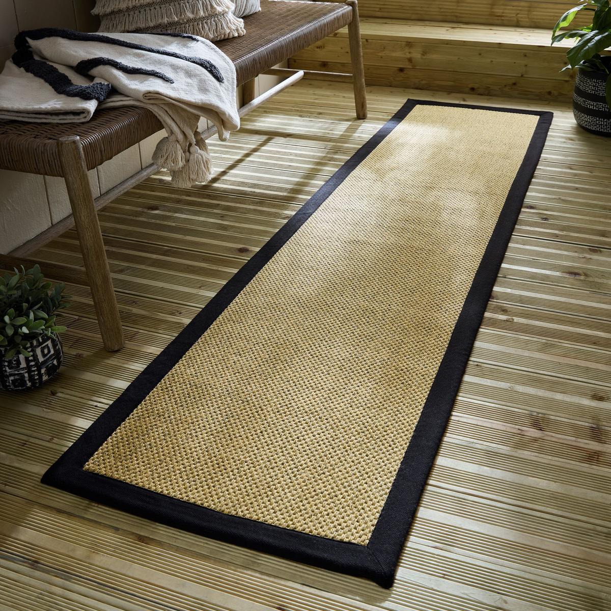 OUTDOORTEPPICH Waschbar KEER, mit Bordüre, Natur-Schwarz, 60 x 230 cm - Beige, Textil (60/230cm) - KADIMA DESIGN