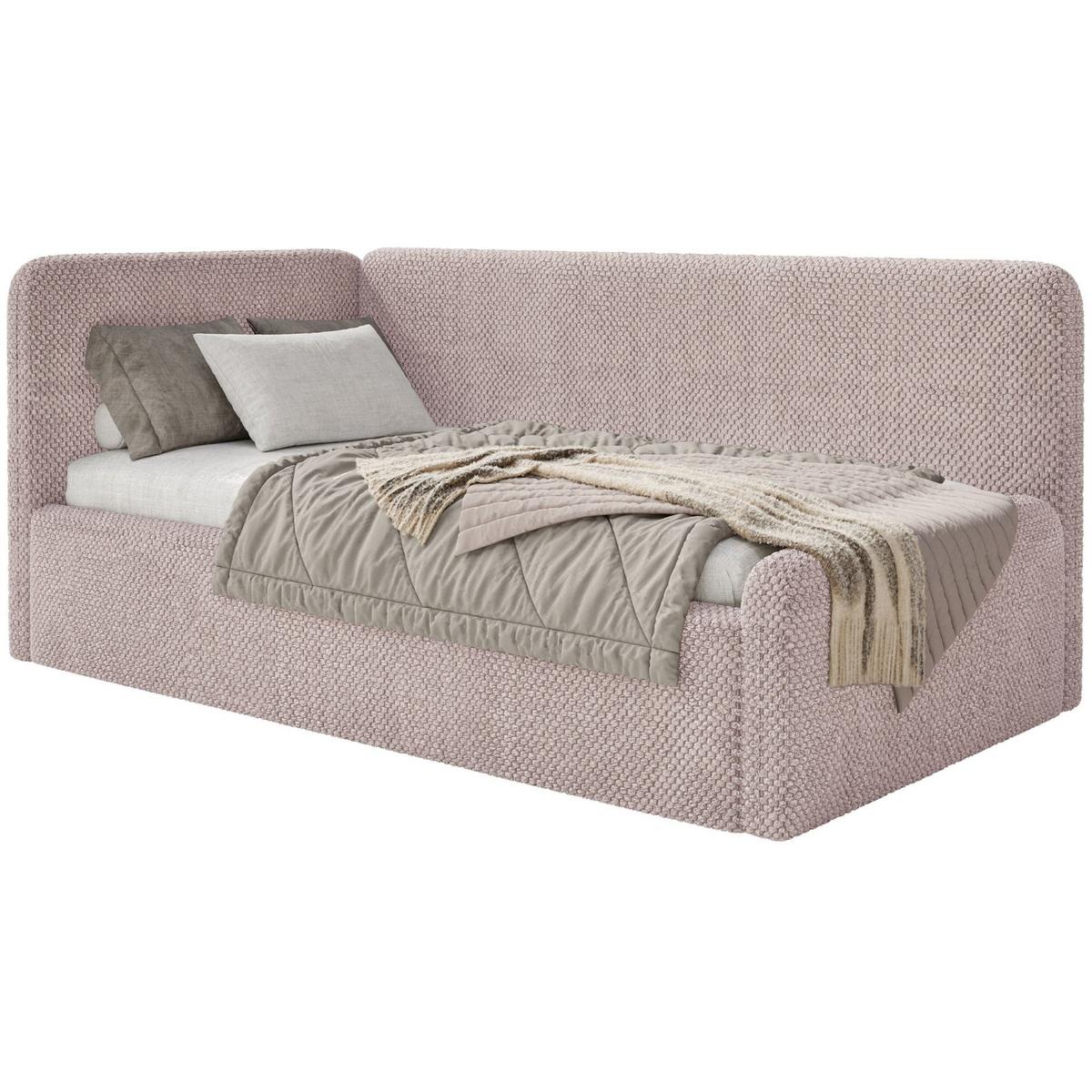 JUGENDBETT Fanko Plüsch Puderrosa 90x200 cm - Hellrosa/Schwarz, Kunststoff/Textil (90/200cm) - Selsey