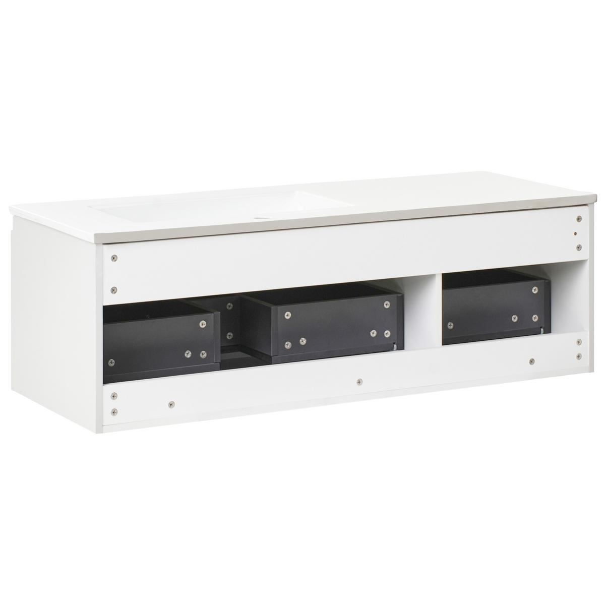 WASCHBECKENUNTERSCHRANK wandmontiertk mit Waschbecken Hellgrau Coroico - Hellgrau, Holzwerkstoff (120/38/135cm) - Beliani
