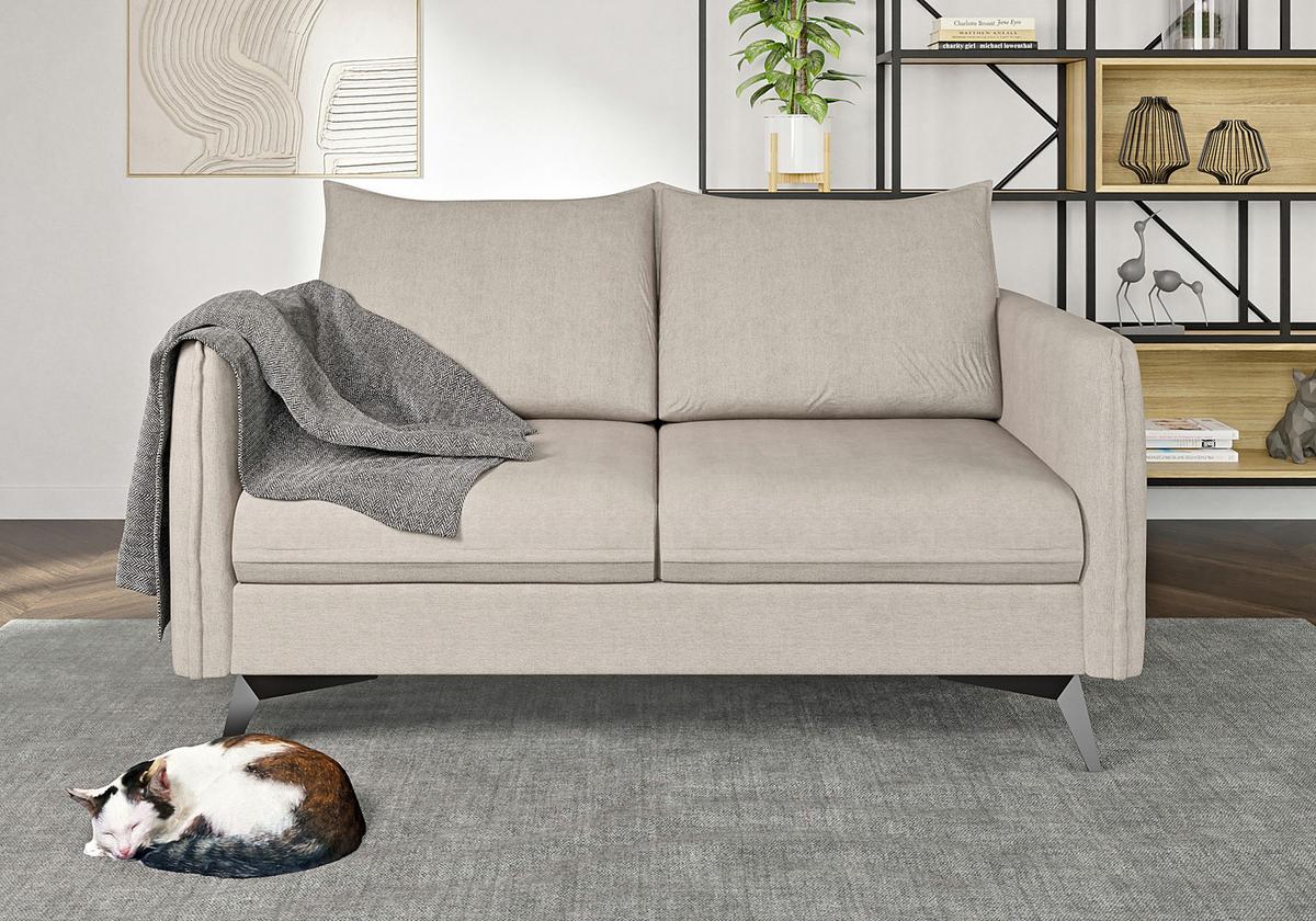 2-SITZER-SOFA Pulse Beige Luxusmicrofaser - Ecru/Beige, Holz/Textil (138/86/91cm) - S-Style Möbel