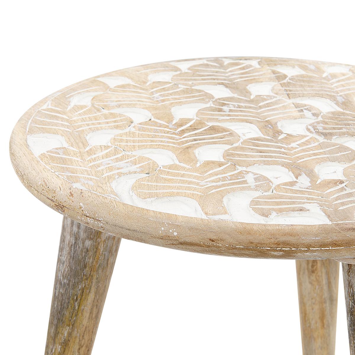 BEISTELLTISCH 2er-Set Rund Holz, Weiß Hursi - Hellbraun, Holz (46/46/45cm) - Beliani