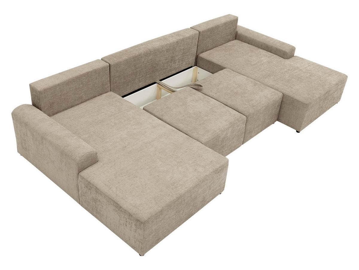 WOHNLANDSCHAFT Bella XL - Hellgrau/Schwarz, Holz/Kunststoff (338/85/168cm) - MIRJAN24