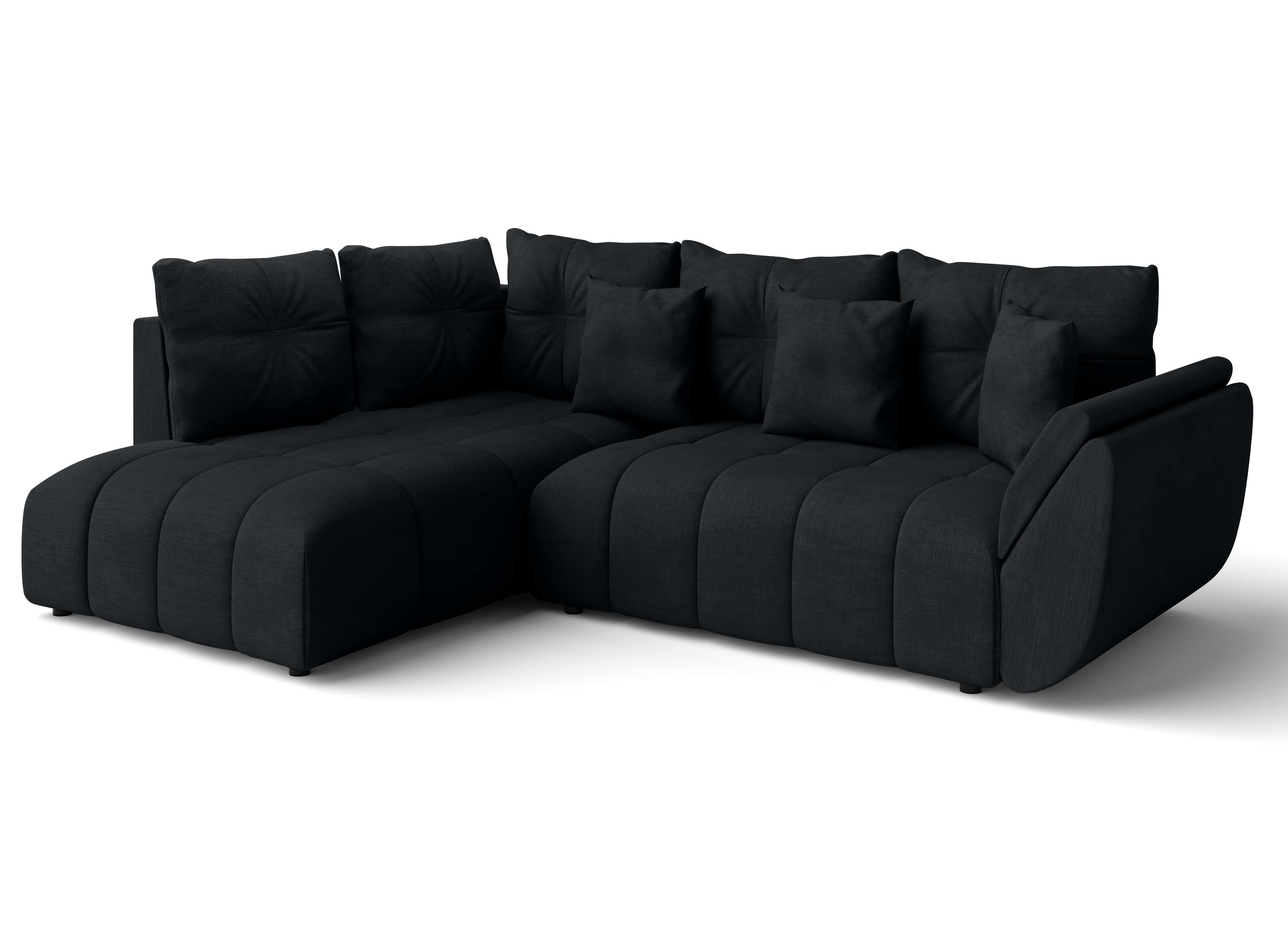ECKSOFA L Form Corleone Schwarz 268/192/96 cm mit Schlaffunktion - Schwarz, Kunststoff/Textil (268/192cm) - AX Living
