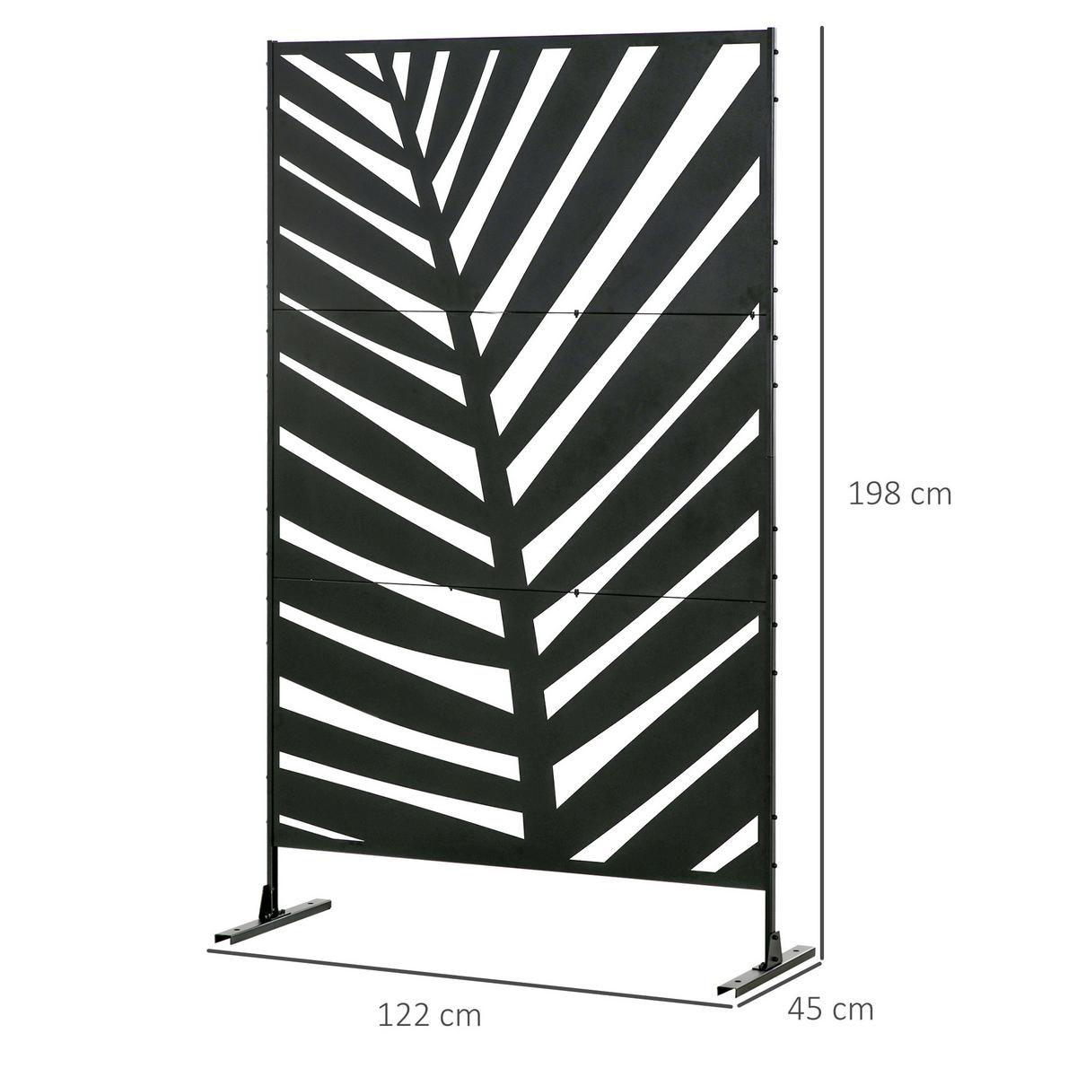 GARTENSICHTSCHUTZ, Stahl, Schwarz - Schwarz, Metall (45/198cm) - Outsunny