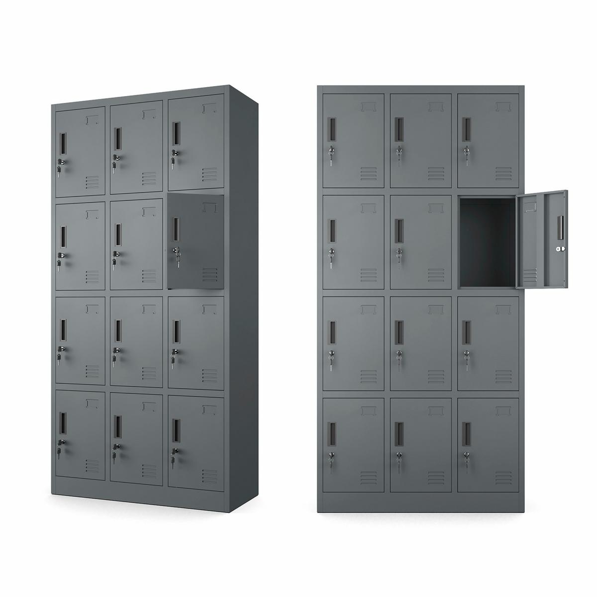 MEHRZWECKSCHRANK mit 12 Fächer Anthrazit Stahl 90x180x40cm - Anthrazit, Metall (90/185/40cm) - Muralo