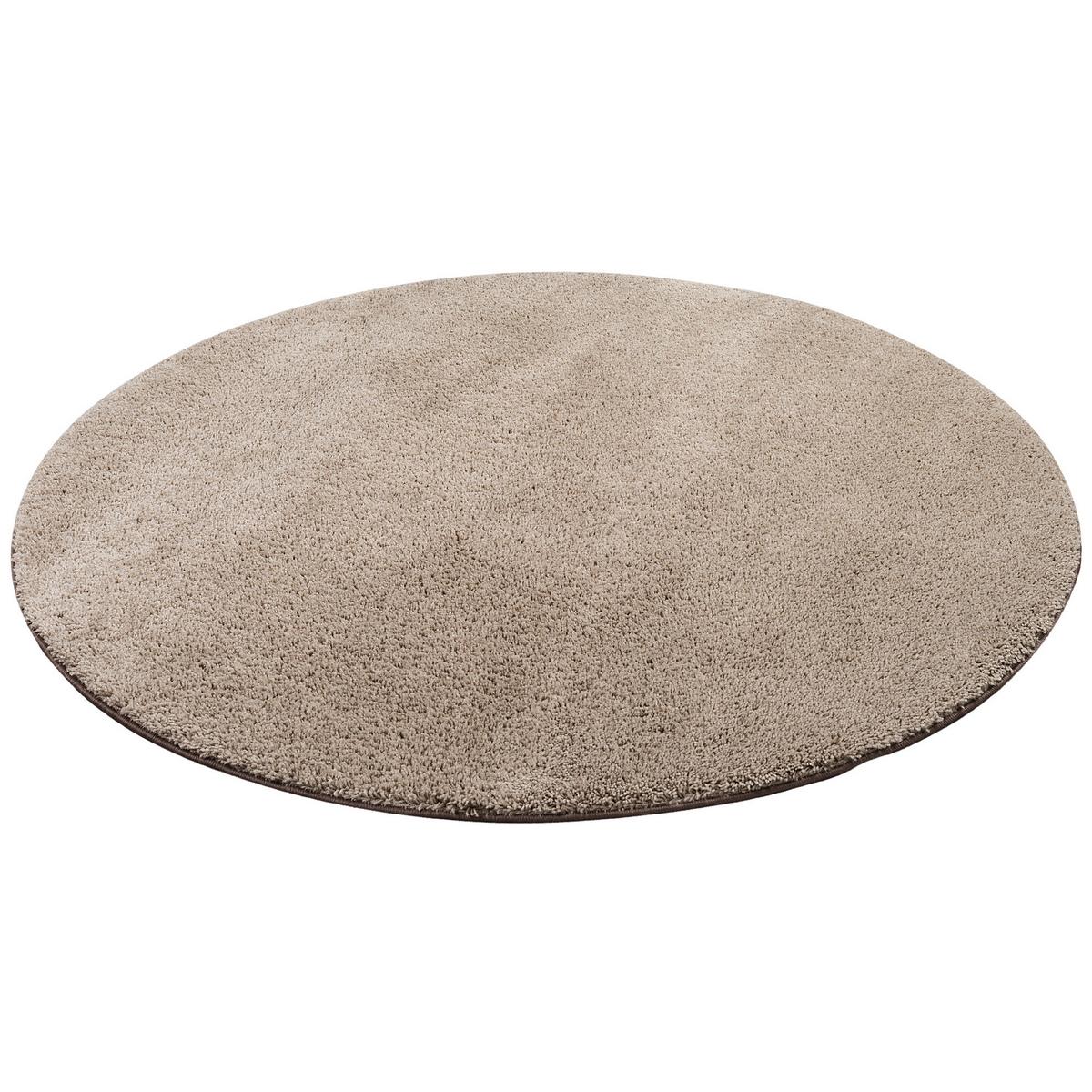 HOCHFLOR SHAGGY TEPPICH PALACE RUND - Taupe, Textil (133/133cm) - Snapstyle