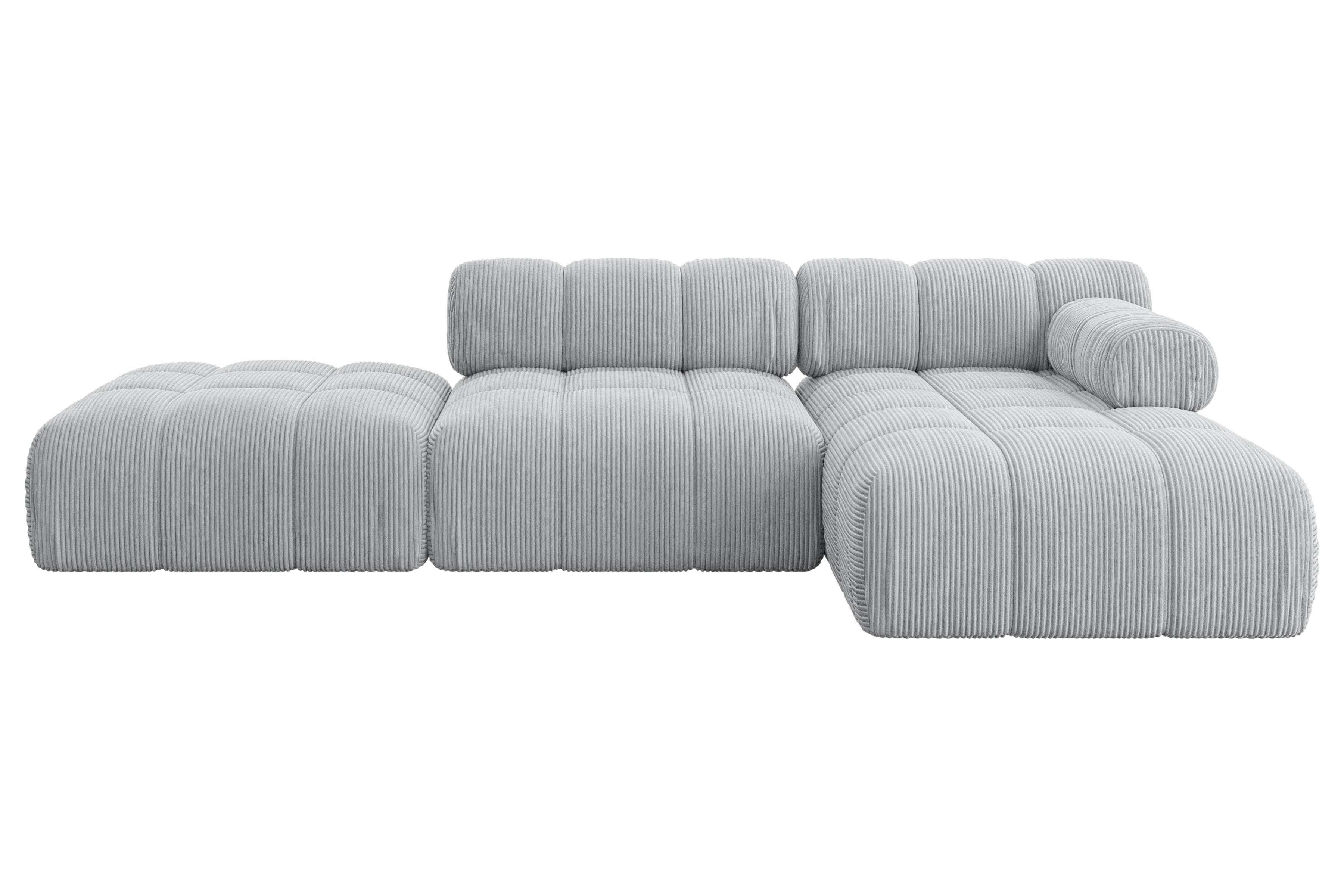 ECKSOFA modulares Sofa Lizur-L1 - 285x160x70 cm Grau Cord - Grau, Holzwerkstoff/Textil (285/160cm) - ALTDECOR