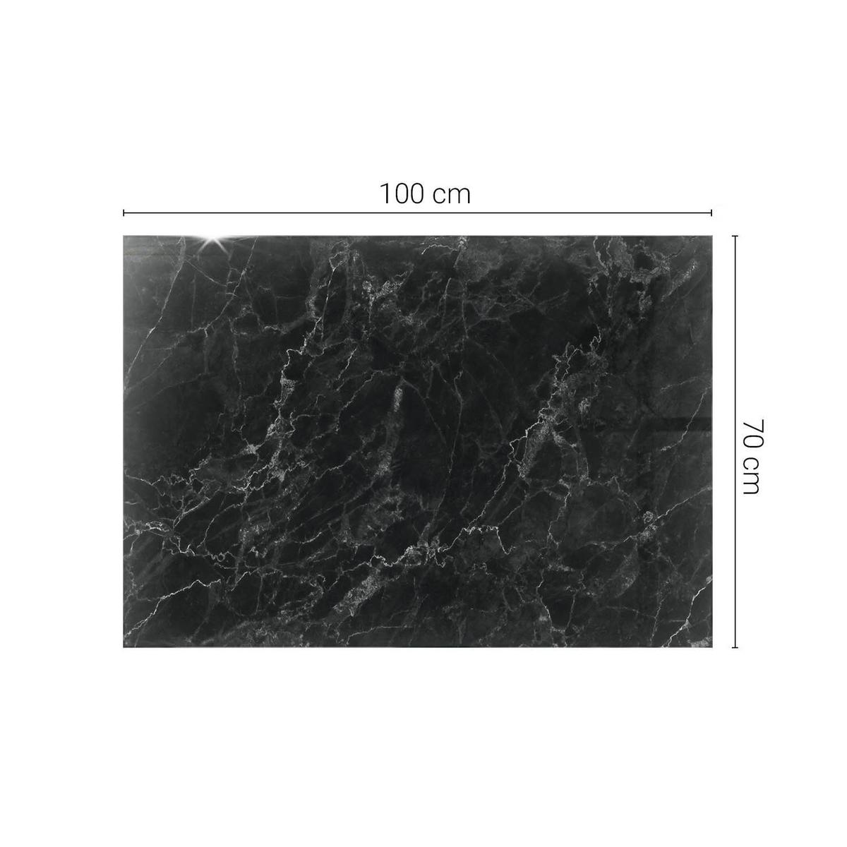 TISCHPLATTE 100x70 cm Marmormuster mit Adern - Schwarz, Glas (0.4/100/70cm) - TULUP