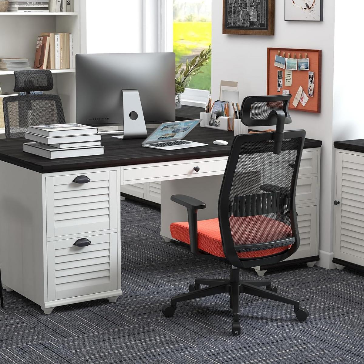 BÜROSTÜHL 126cm Schwarz - Schwarz, Metall (65/126/60cm) - COSTWAY