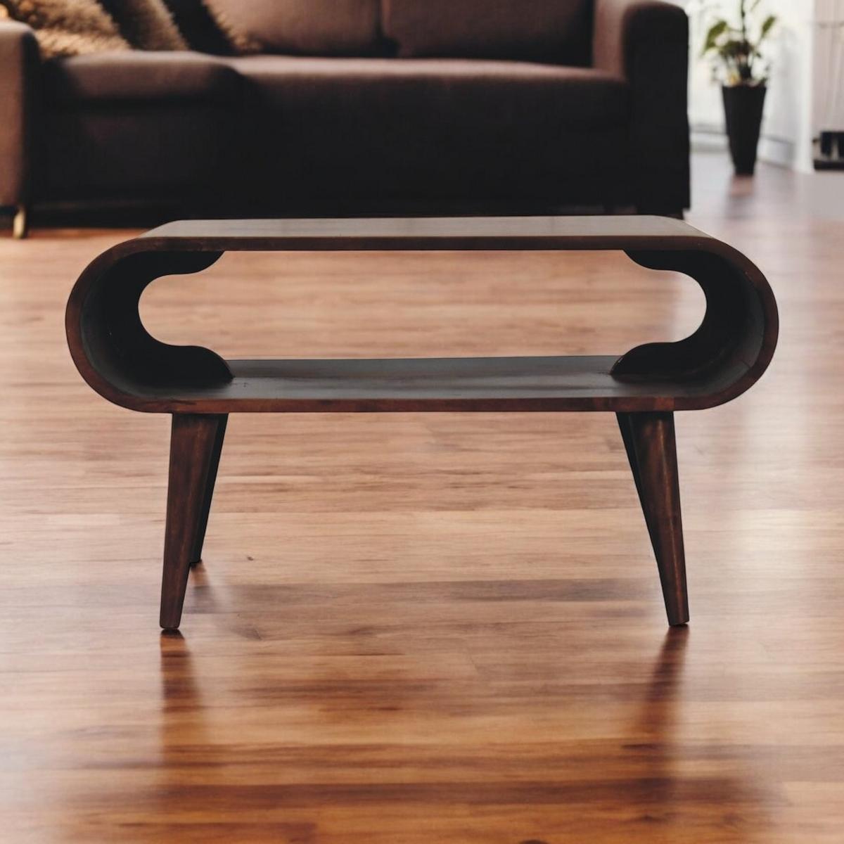 COUCHTISCH California Walnuss-Finish, 1 Regal, Dunkelbraun - Dunkelbraun, Mangoholz/Holz (80/50/44cm) - Artisan Furniture