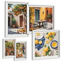 BILDER SET 5er Set - 50x50 cm & 20x30 cm & 40x60 cm Weißer Rahmen - Zitrusgarten in der Sonne - Weiß, Kunststoff (40/60cm) - TULUP