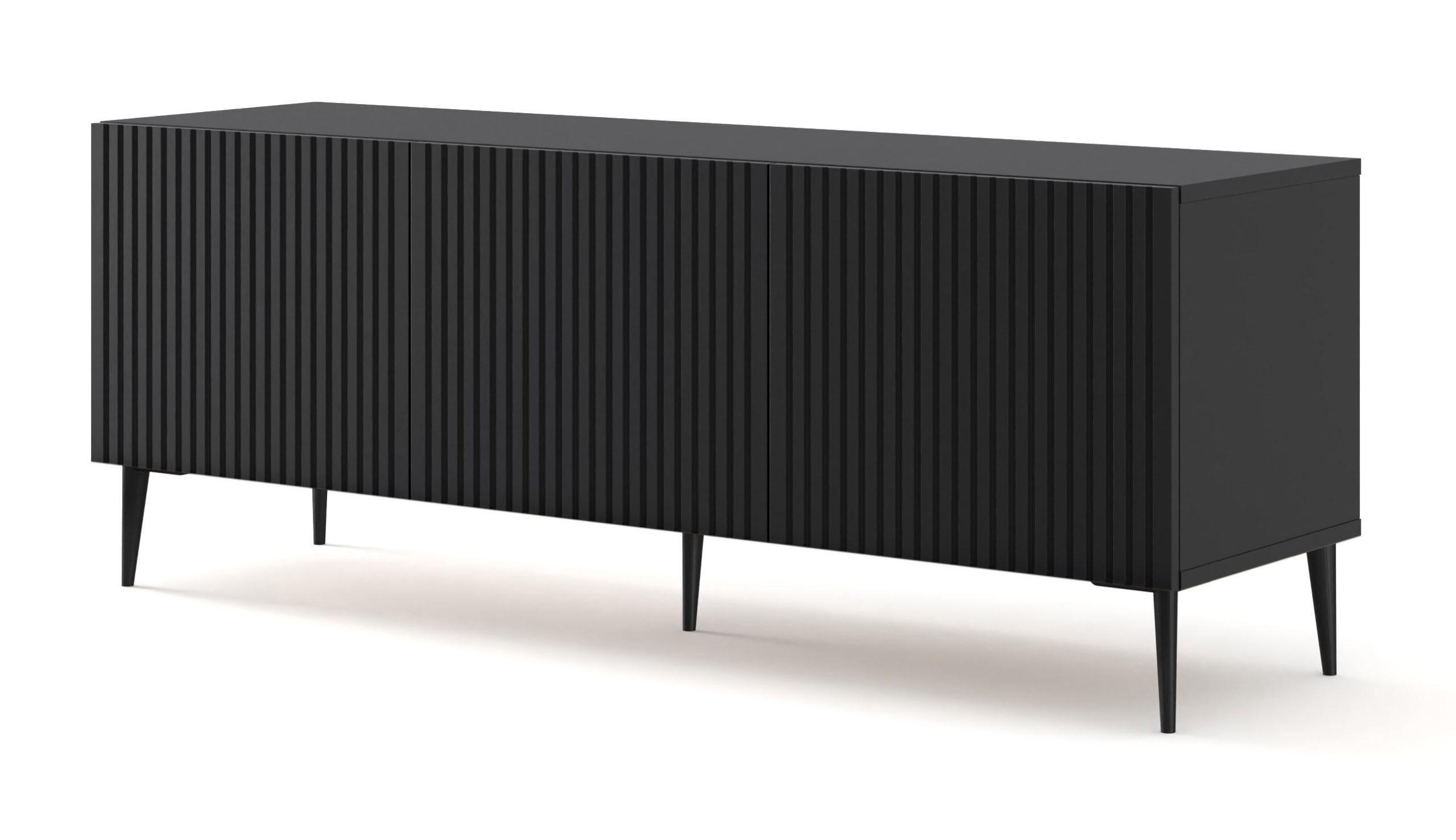 TV LOWBOARD Schwarz, Schwarz, Schwarz 150/56/42 - Schwarz, Holzwerkstoff (150/56/42cm) - RAUMHIRSCH FURNITURE