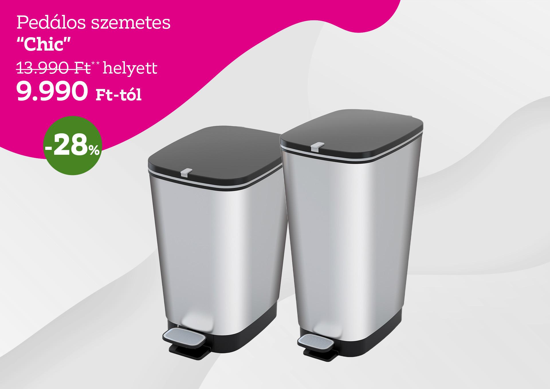 Pedálos szemetes  CHIC 13990 Forint helyett 9990 Forinttól, kedvezmény mértéke 28%