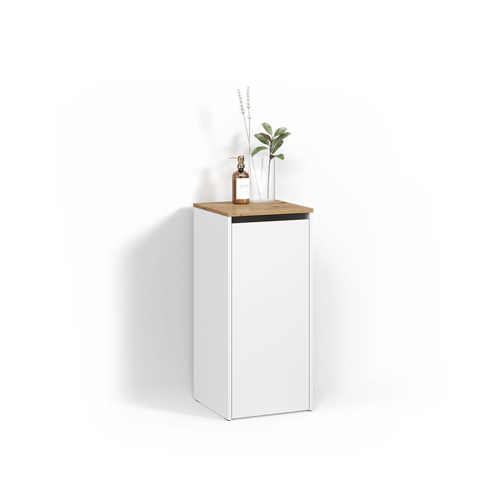 BADSCHRANK Paolina Weiß/Artisan 40.2 x 88.2 cm mit Wäschkorb - Weiß/Eiche Artisan, Holzwerkstoff (40.2/88.2/40.5cm) - Livinity®