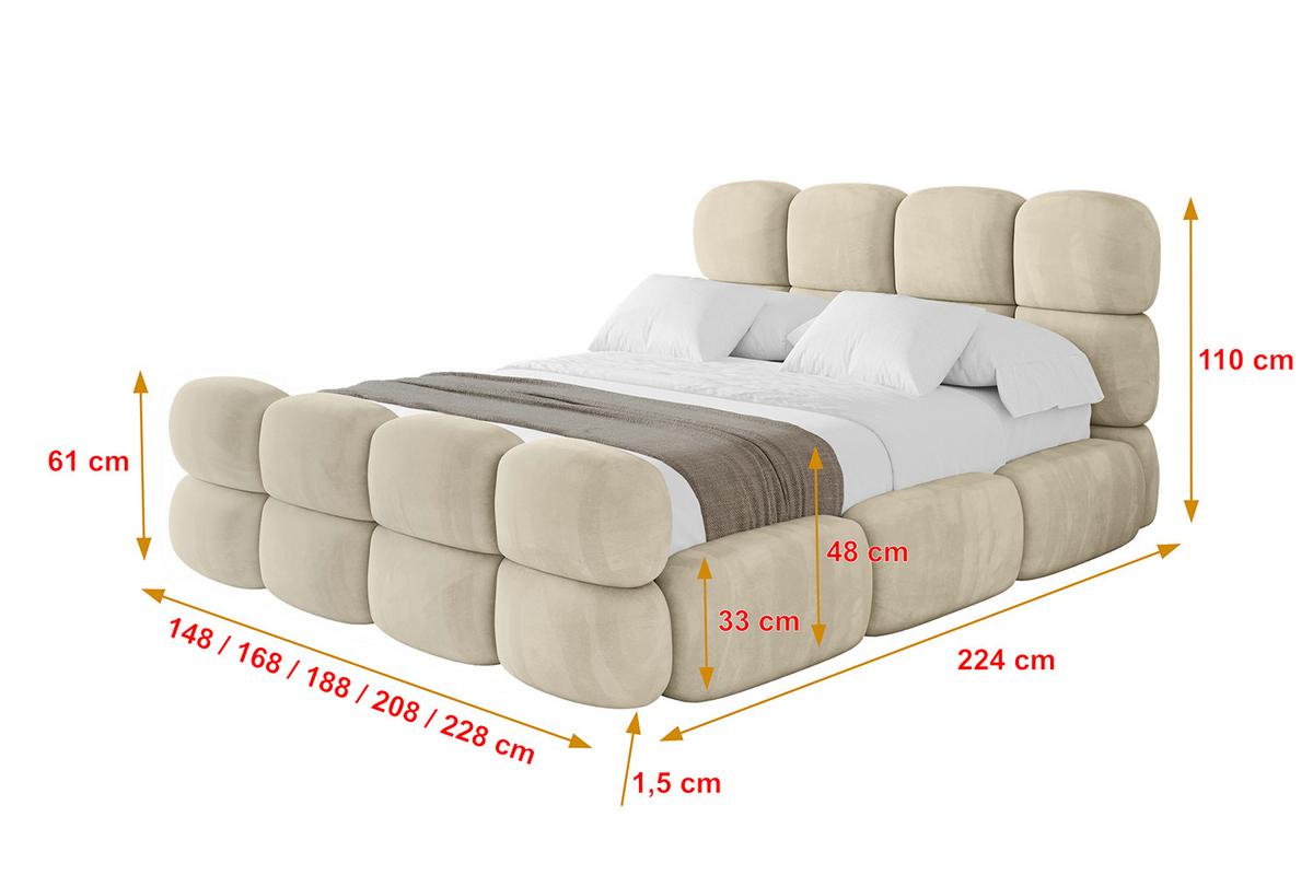 POLSTERBETT mit Bettkasten, Fußteil und Lattenrost, Bett mit Matratze H3/H4 - NOMA-Z 180x200 Beige - Ecru, Holzwerkstoff/Textil (180/200cm) - ALTDECOR