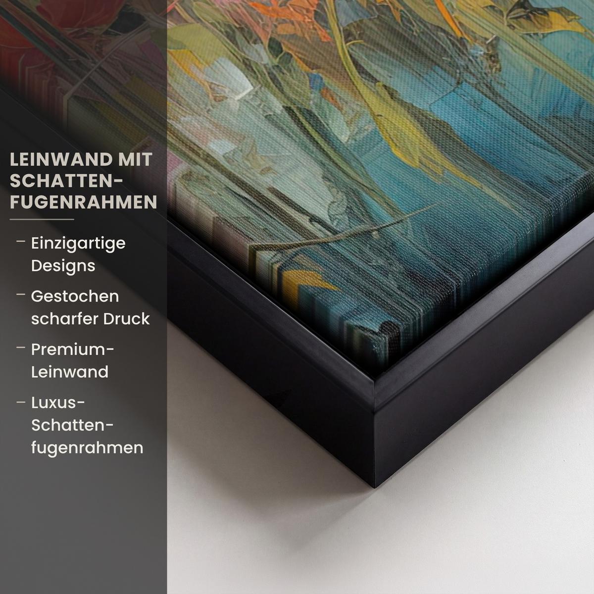 LEINWAND Bilder mit Rahmen - Blumen - Aquarell - Kunst - Botanisch - Natur - 60x80 - Orange, Textil (60/80cm) - MuchoWow