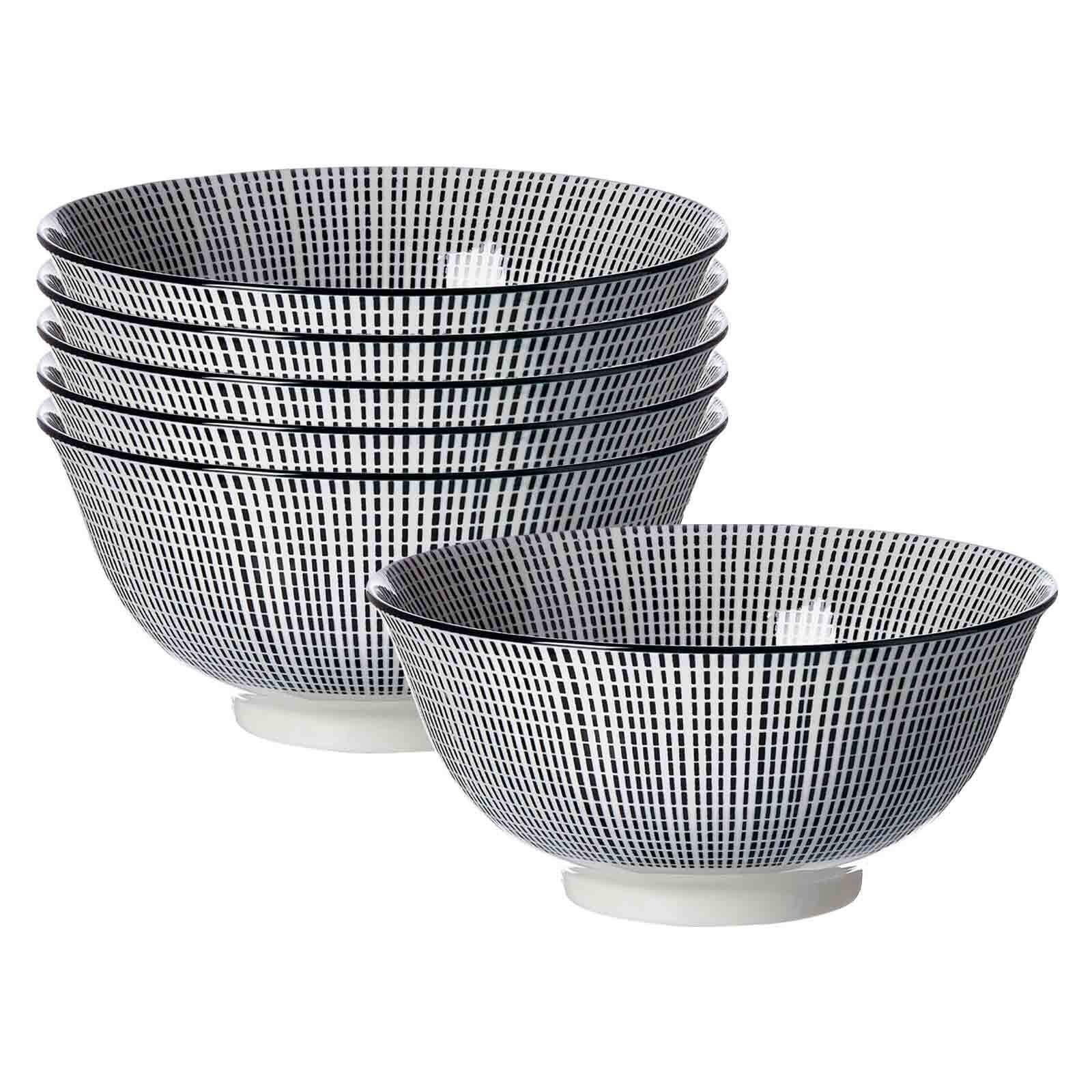 MÜSLISCHALEN Takeo Stripes schwarz-weiß ø 15,5 cm 6er Set - Schwarz/Weiß, Keramik (15.5cm) - Ritzenhoff Breker