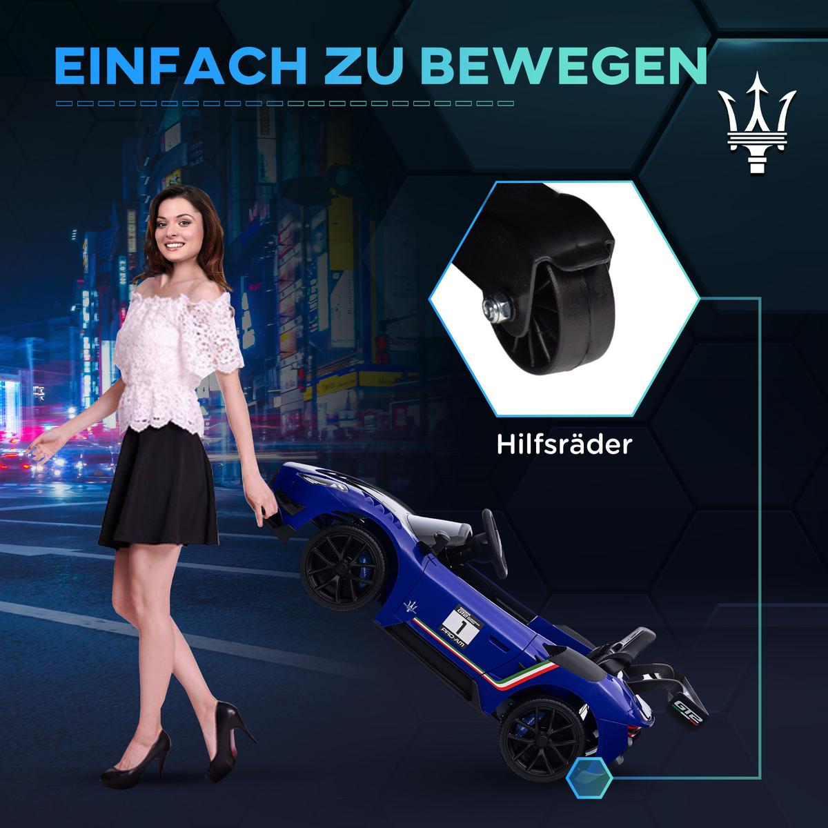KINDER Elektroauto 12 V Kinderauto mit 2,4G Fernbedienung, Musik, Hupe, Blau - Blau, Metall (115/60/45cm) - AIYAPLAY