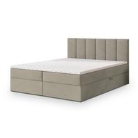 BOXBETT MERIL 140x200 cm mit Matratze und Topper - Beige - Beige, Holz (140/200cm) - MASSENO