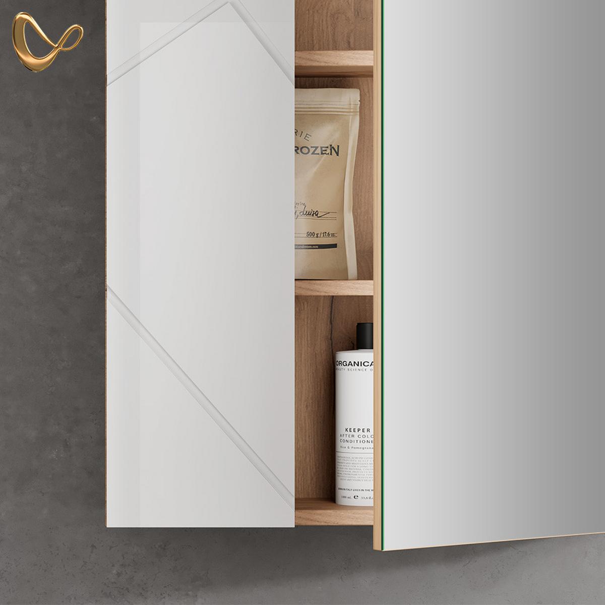SPIEGELSCHRANK Ronco Weiß/Eiche 60 x 75 cm - Eichefarben/Weiß, Holzwerkstoff (60/75/17.2cm) - Livinity®