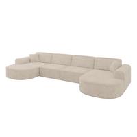 WOHNLANDSCHAFT MARI-U2 - 388x171x79 cm Beige Velours - Beige/Schwarz, Holzwerkstoff/Kunststoff (388/79/171cm) - ALTDECOR