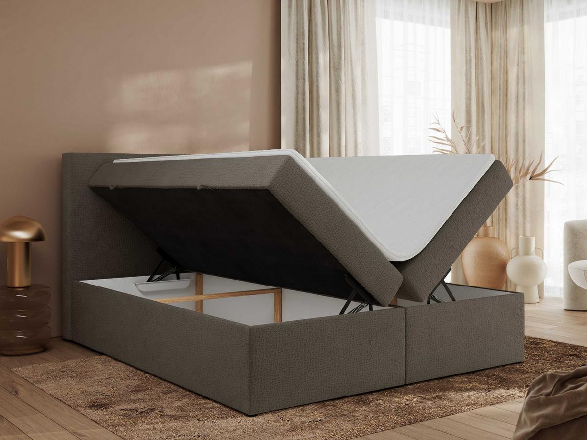 BOXBETT JAGUAR 140/200 - Braun Struktur - H3 - Braun, Holz/Textil (140/200cm) - MKS