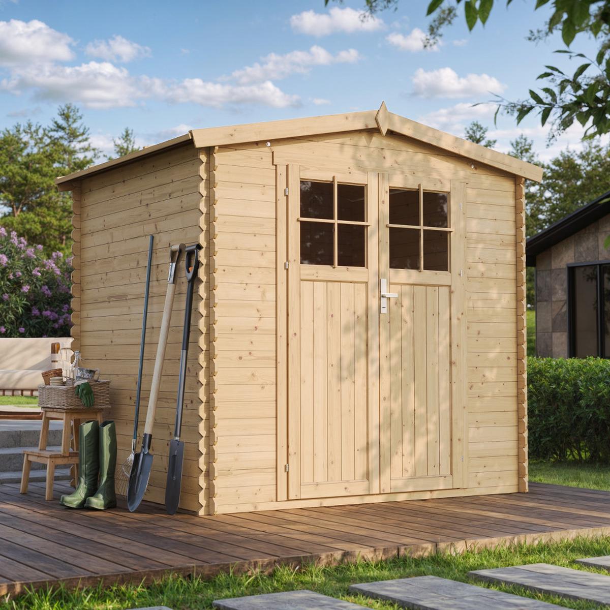 GARTENHAUS HOLZ - B236xL226xH218 cm/ 4,33 m2 - M369F - Beige, Holz (236/218/226cm) - Timbela