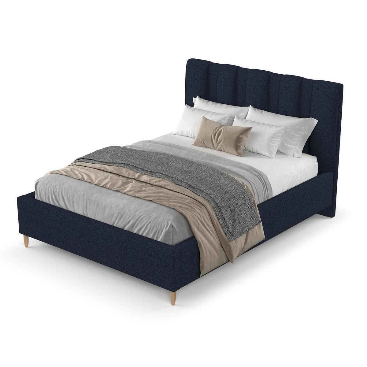 POLSTERBETT Loom 120/200 cm Marineblau im Riva Stoff - Naturfarben/Dunkelblau, Holz/Holzwerkstoff (120/200cm) - AltaBeds