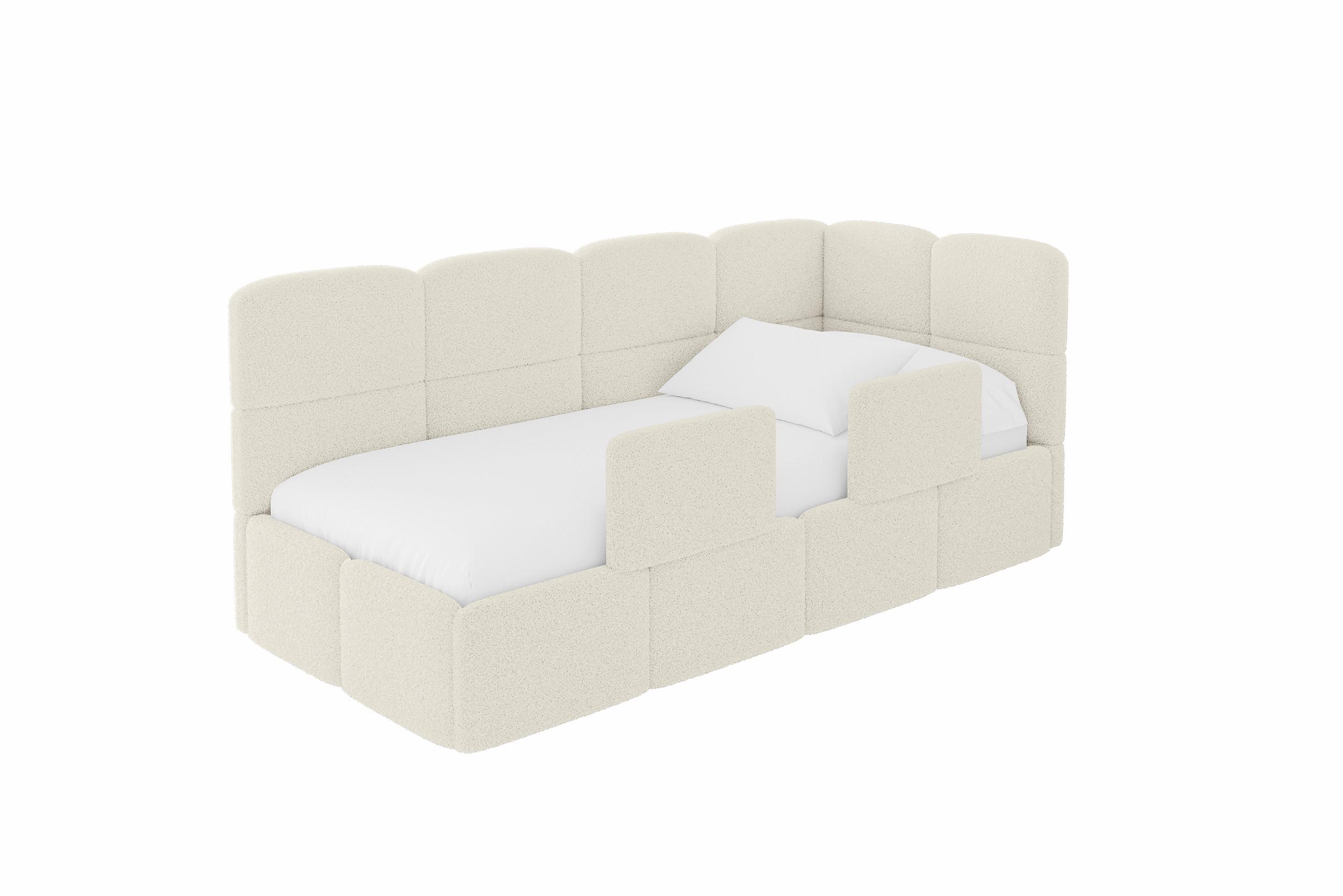 EINZELLBETT Jugendbett mit Bettkasten und Matratze H3/H4, Links - KIVY 100x200 Beige - Champagner, Holzwerkstoff/Textil (100/200cm) - ALTDECOR