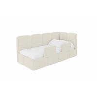 EINZELLBETT Jugendbett mit Bettkasten, Links - KIVY 90x200 Beige - Creme, Holzwerkstoff/Textil (90/200cm) - ALTDECOR