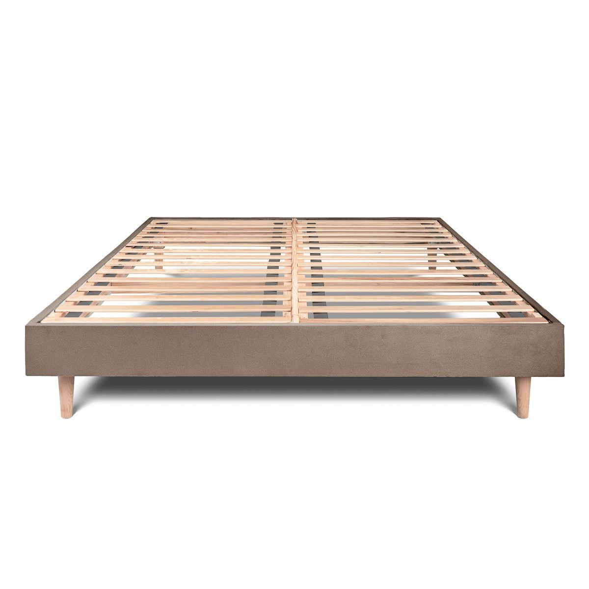 LATTENROST – Samtstoff – Bausatz zur Selbstmontage - 180x200 cm - Taupe/Beige, Karton/Holz (180/200cm) - Sommeil de Plomb