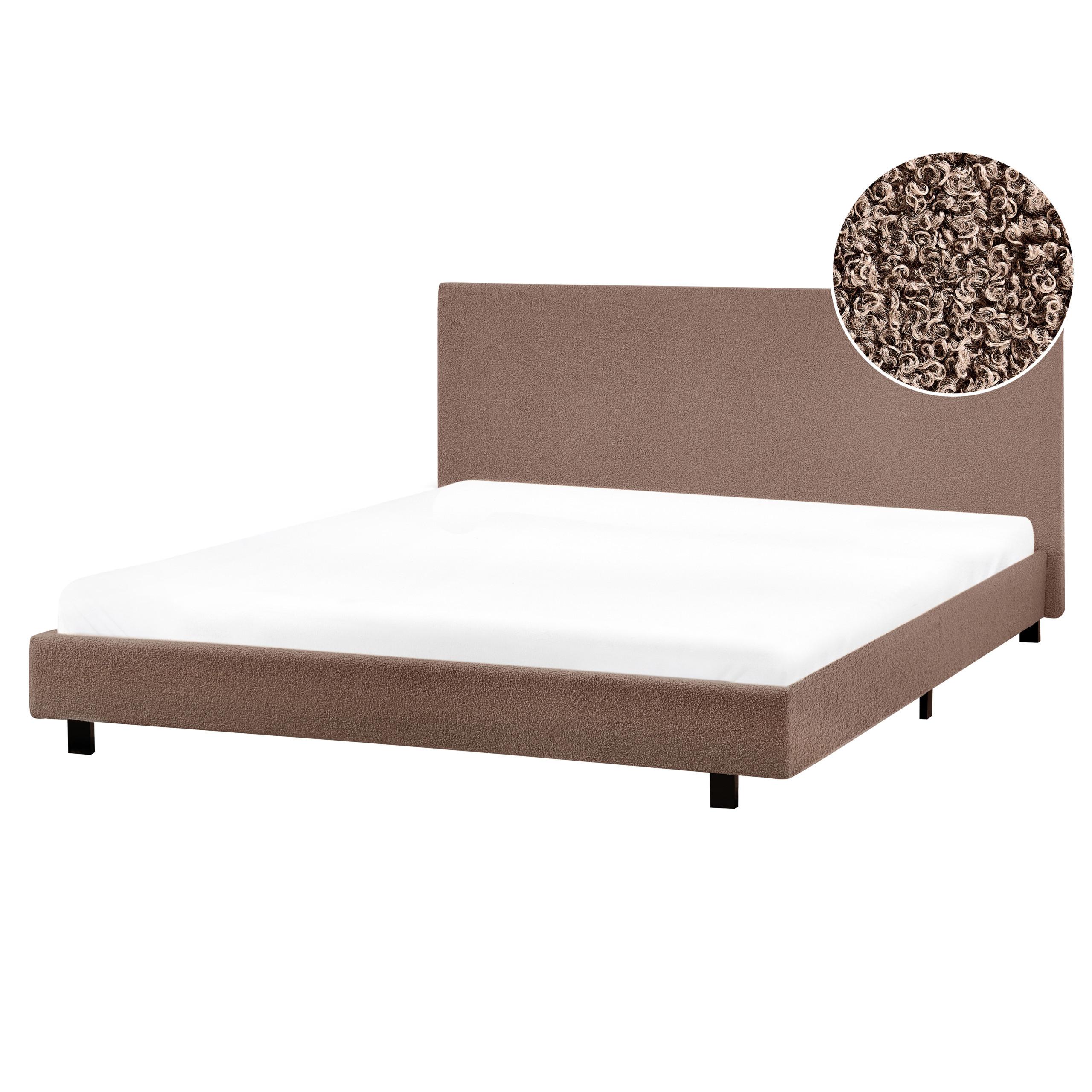 BETT mit Lattenrost 180/200 cm Braun Albi - Schwarz/Braun, Textil (180/200cm) - Beliani