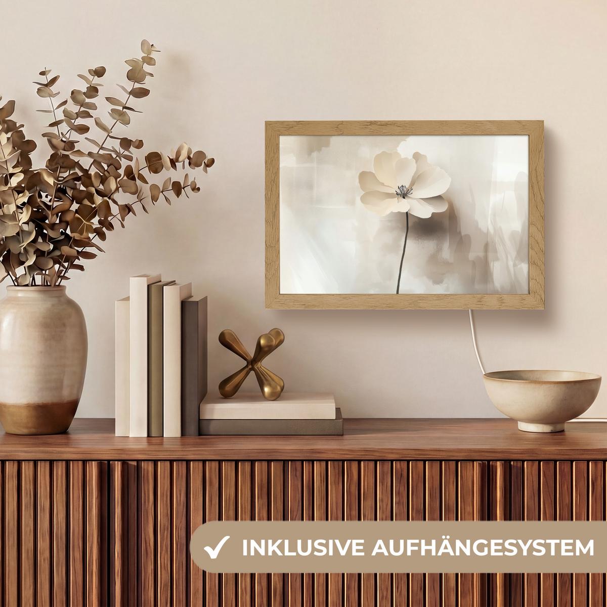 WANDLEUCHTE Blume - Beige - Farbe - Schatten 30x20 cm - Beige, Holzwerkstoff (30/20/8cm) - OnlyWow