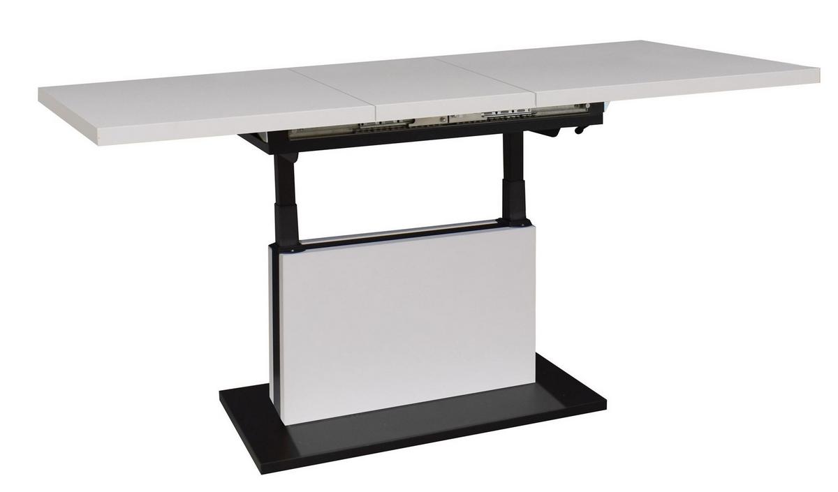 COUCHTISCH Höhenverstellbar Else 3 120x56x70 Holzwerkstoff Ice White - Schwarz/Weiß, Holzwerkstoff (120/70/56cm) - 58aufmkessel