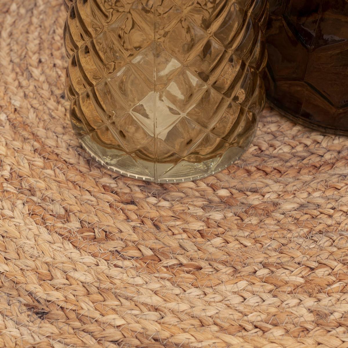 NATURTEPPICH handgewebt wendbar, im Boho-Stil, Natur, Ø 160 cm - Beige, Textil (160/160cm) - KADIMA DESIGN