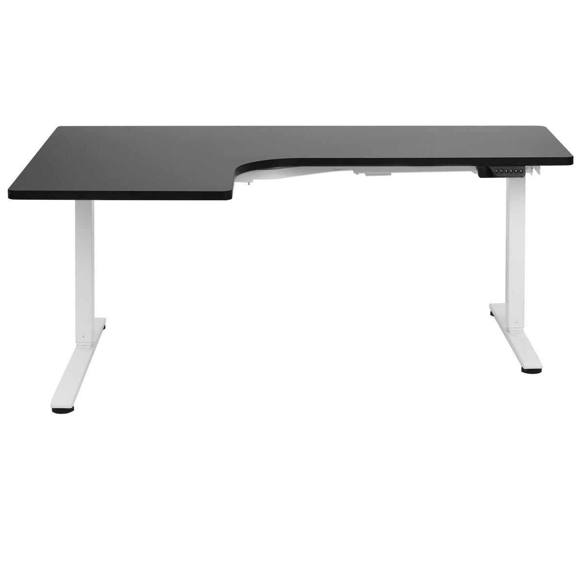 ECKSCHREIBTISCH elektrisch höhenverstellbar 160/109 cm Schwarz/Weiß linksseitig Destines - Schwarz/Weiß, Holzwerkstoff/Metall (109/160/60cm) - Beliani