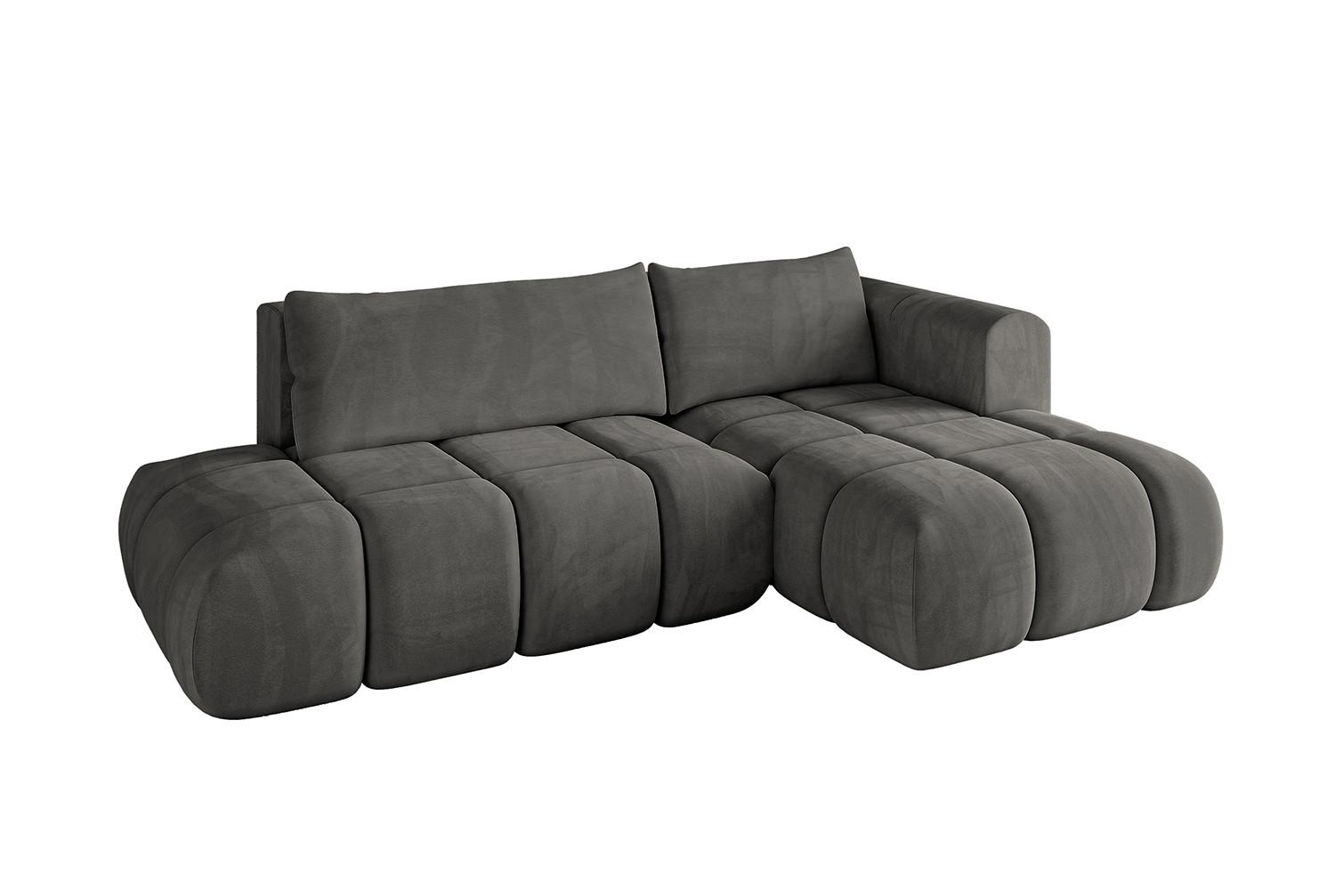 ECKSOFA Ottomane Rechts CLOUD-L 280x185x90 Dunkelgrau Velours - Dunkelgrau, Holzwerkstoff/Kunststoff (185/280cm) - ALTDECOR
