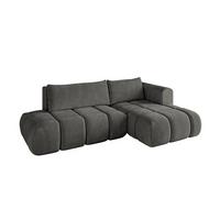 ECKSOFA Ottomane Rechts CLOUD-L 280x185x90 Dunkelgrau Velours - Dunkelgrau, Holzwerkstoff/Kunststoff (185/280cm) - ALTDECOR
