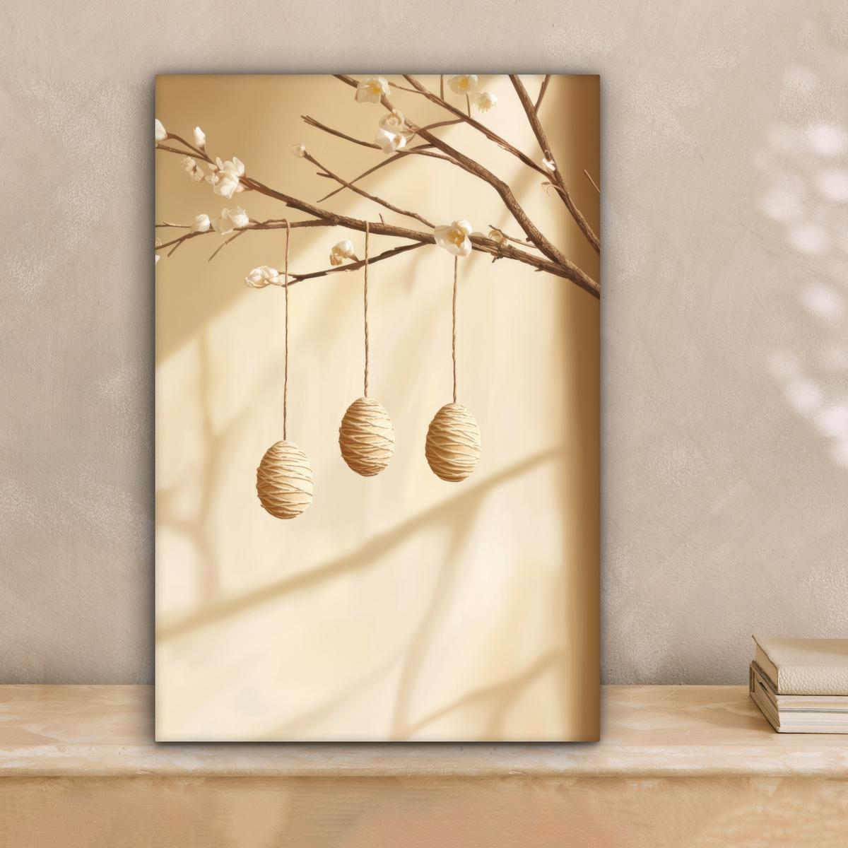 LEINWANDBILD Beige - Osterkuchen - Eier Deko Wohnzimmer 20x30 cm - Beige, Textil (20/30cm) - MuchoWow