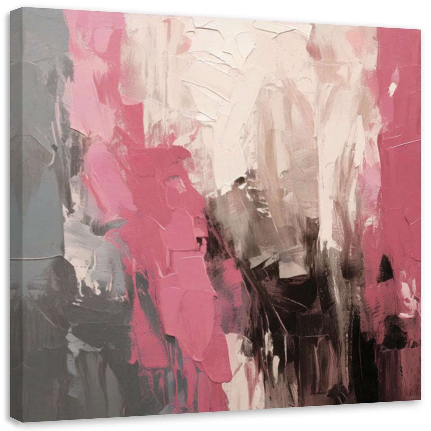 LEINWANDBILD Abstraktion Minimalismus Textur Rosa 40x40cm - Rosa, Textil (40/40cm) - Feeby