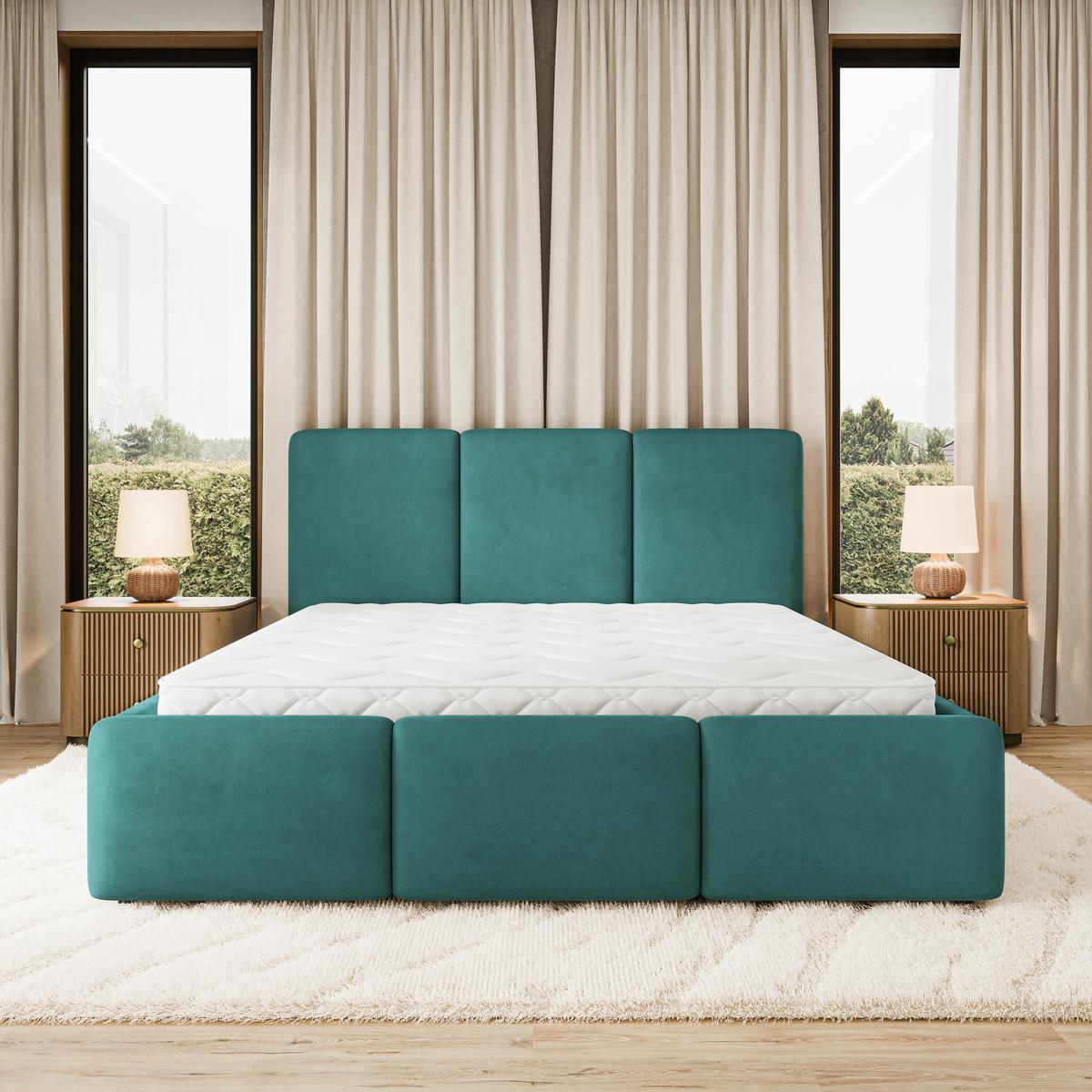 POLSTERBETT MORENA MGV 120x200 cm mit Bettkästen - Blau - Türkis, Holz (120/200cm) - MASSENO