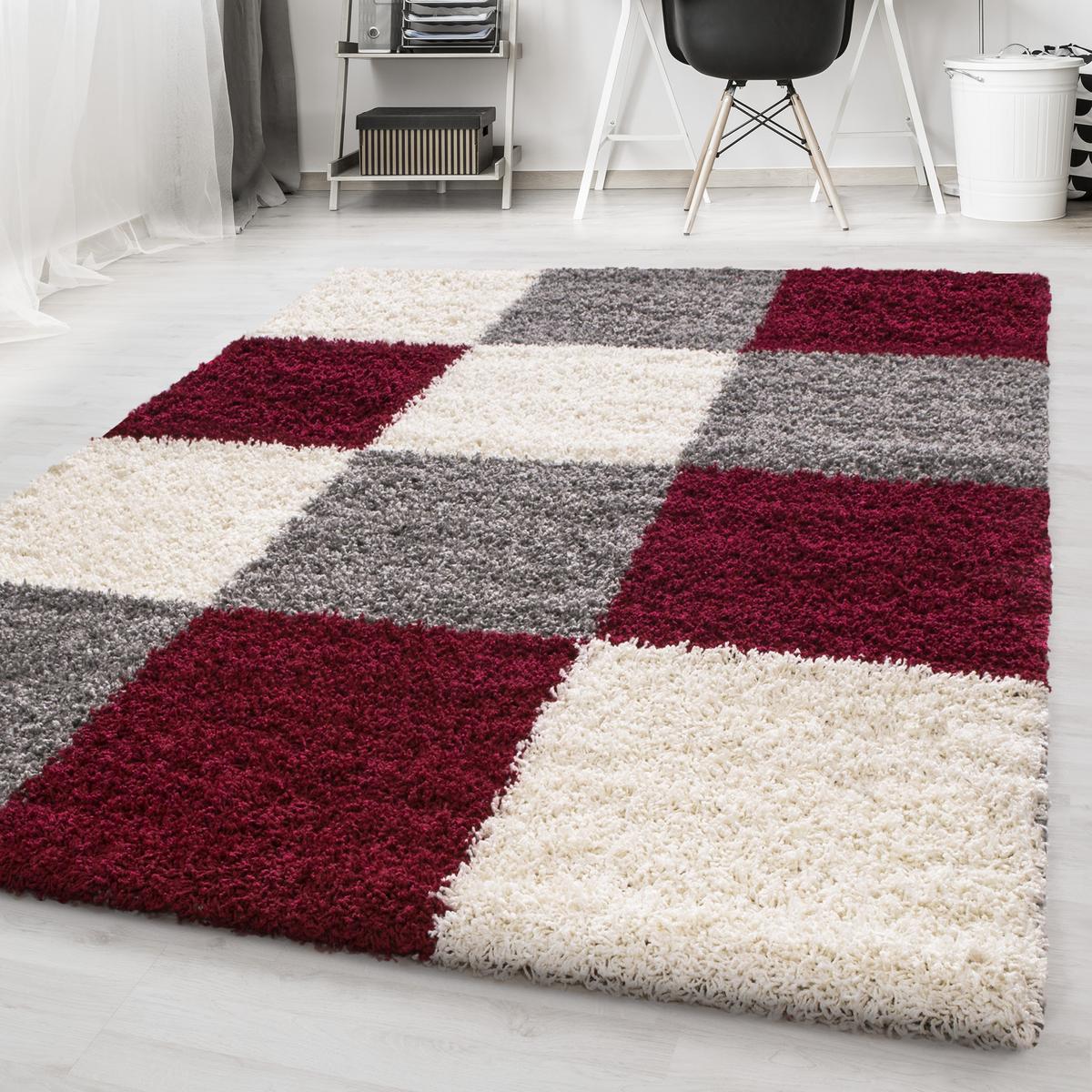 HOCHFLORTEPPICH RHEIN, kariert, Rot, 160 x 230 cm - Rot, Textil (230/160cm) - KADIMA DESIGN