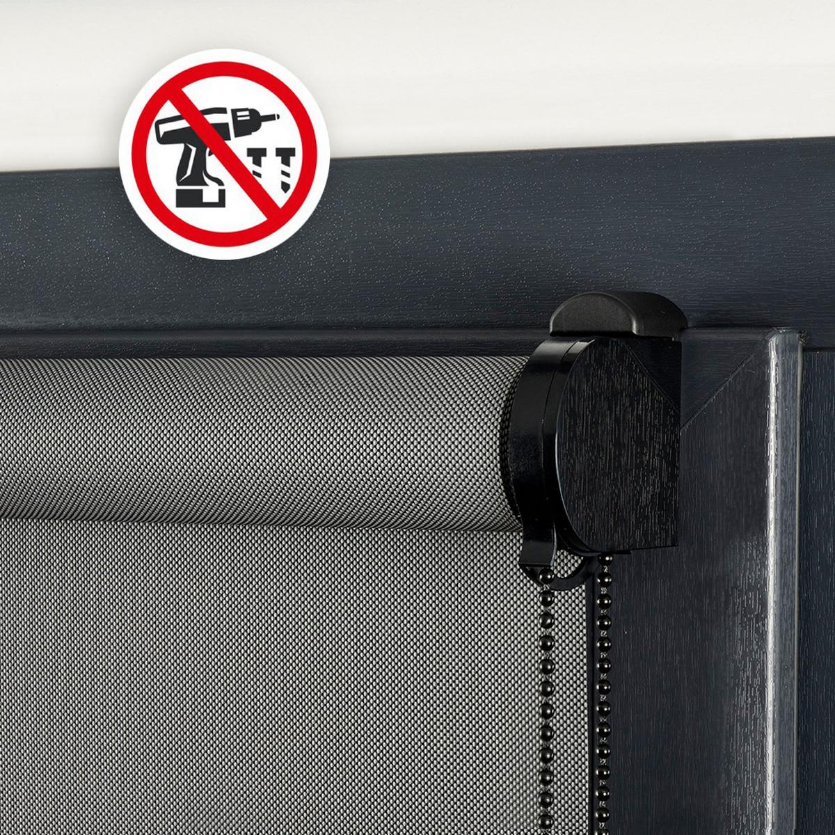SCREEN-ROLLO Plus Easyfix Dunkelgrau 100x180 - Graphitfarben, Kunststoff (100/180/1cm) - STORESDECO