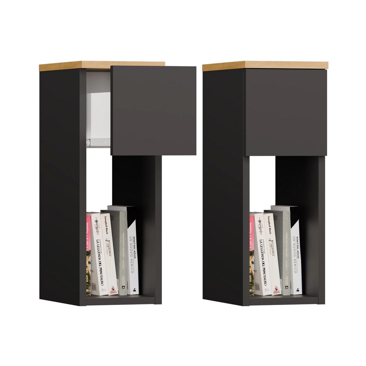 NACHTTISCH Anthrazit, Artisan 20/55/30 - Anthrazit, Holzwerkstoff (20/55/30cm) - RAUMHIRSCH FURNITURE