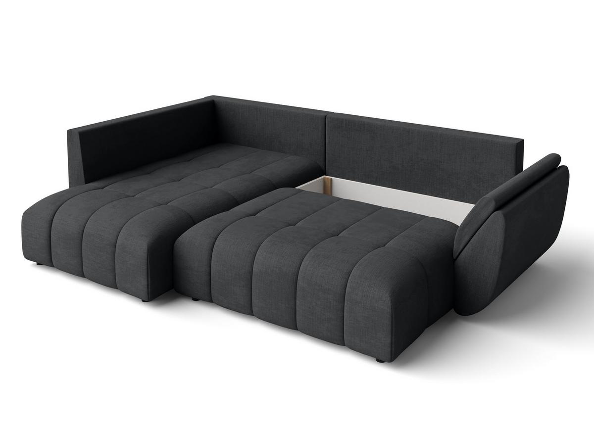 ECKSOFA L Form Corleone Dunkelgrau 268/192/96 cm mit Schlaffunktion - Dunkelgrau/Schwarz, Kunststoff/Textil (268/192cm) - AX Living