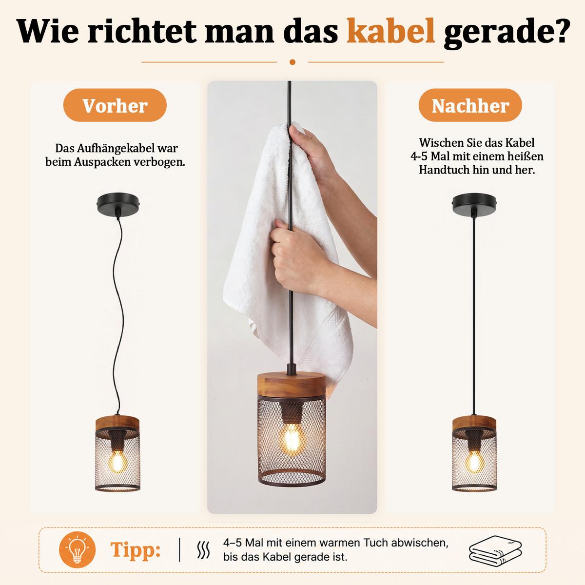 PENDELLEUCHTE Ylenli 10/10/150 cm - Schwarz, Holz/Metall (10/10/150cm) - ZMH