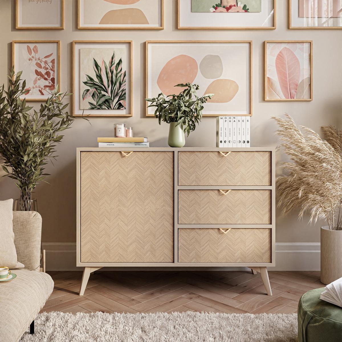 KOMMODE ALOE KSZD106 mit Schubladen Sandbeige - Beige, Holzwerkstoff (106/80/38cm) - Lookway
